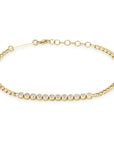 14K Small Curb Chain & Bezel-Set Diamond "Tennis Station" Bracelet