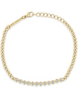 14K Small Curb Chain & Bezel-Set Diamond "Tennis Station" Bracelet