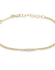 14K Graduated Bezel-Set Diamond & Small Box Chain Bracelet