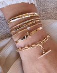14K Graduated Bezel-Set Diamond & Small Box Chain Bracelet