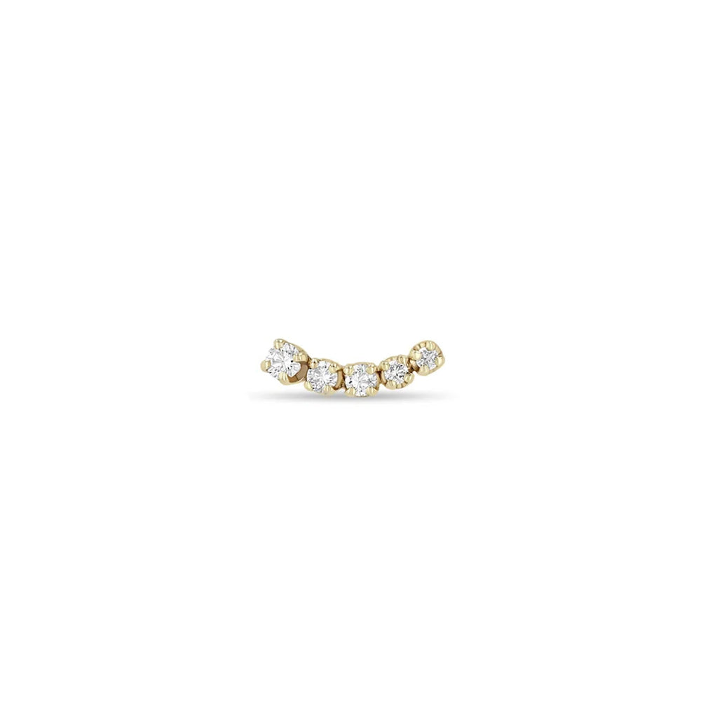 14 Karat Gold Curved Prong Set Diamond Earring.  (0.06tcw) E...