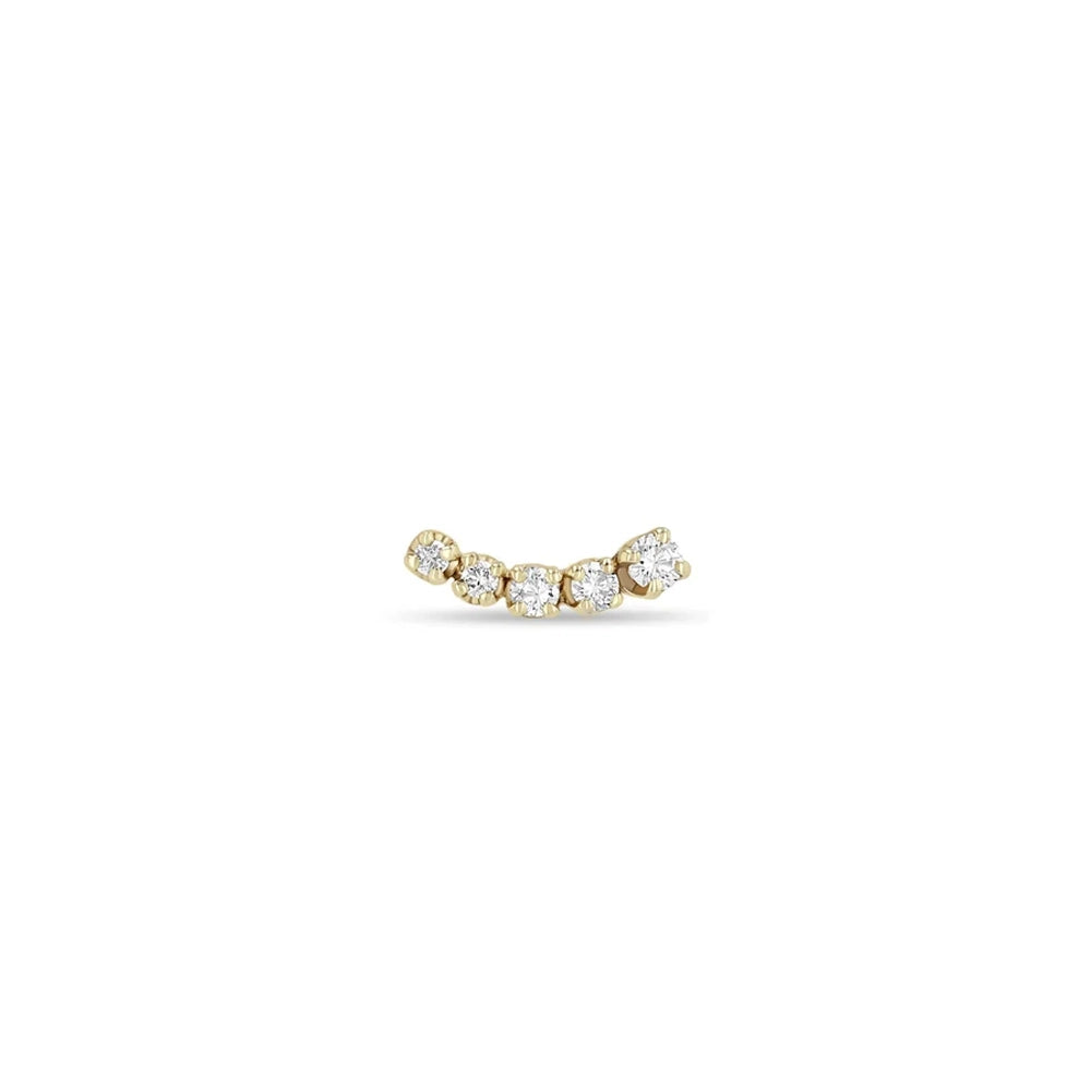 14 Karat Gold Curved Prong-Set Diamond Earring (0.06tcw). Ea...