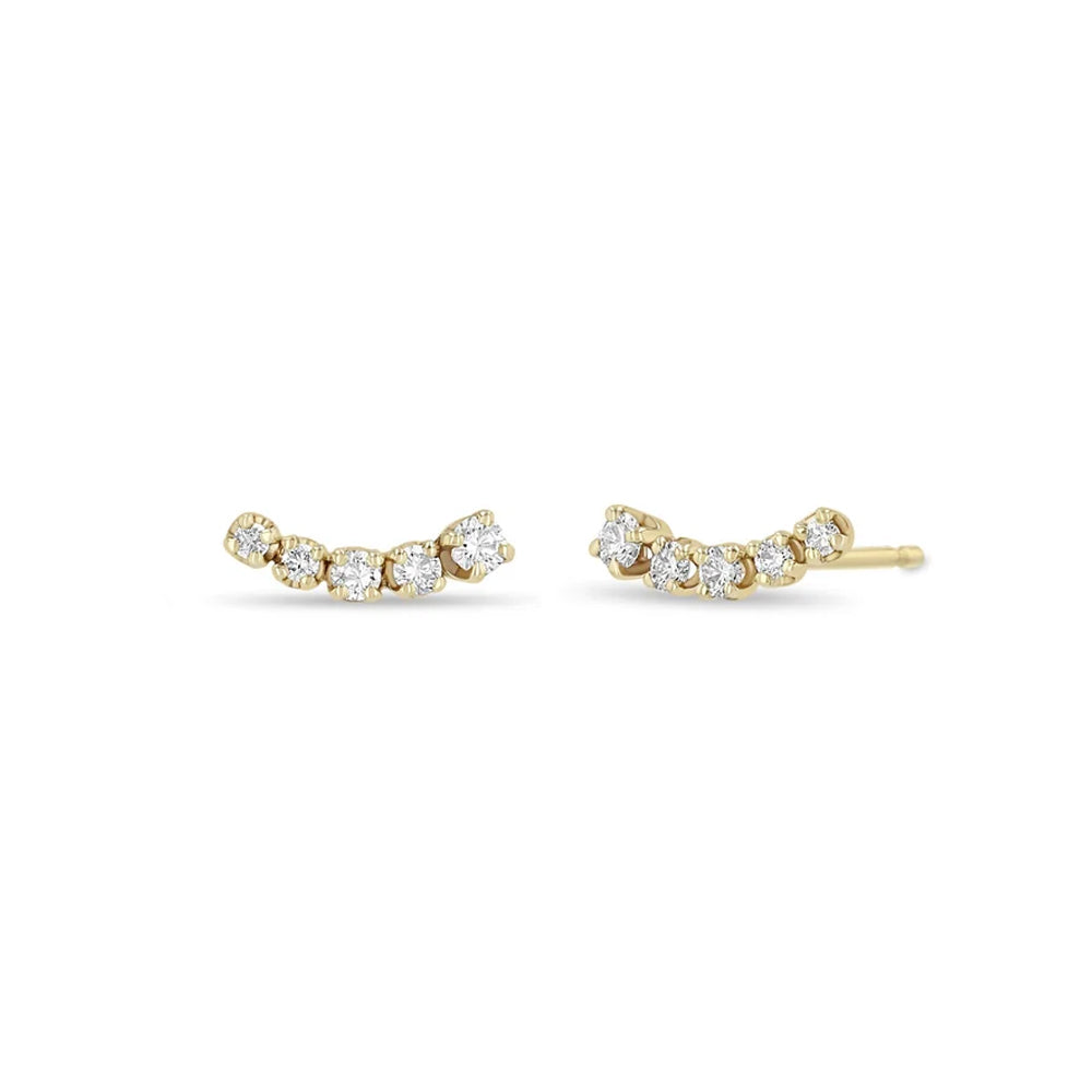 14 Karat Gold Curved Prong Set Diamond Earring.  (0.06tcw) E...