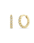 14K Bezel-Set Diamond Hinged Huggie Hoops