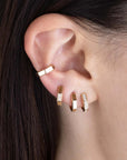 14 Karat Gold Octagon Hoop Earrings Featuring Pave Diamond C...