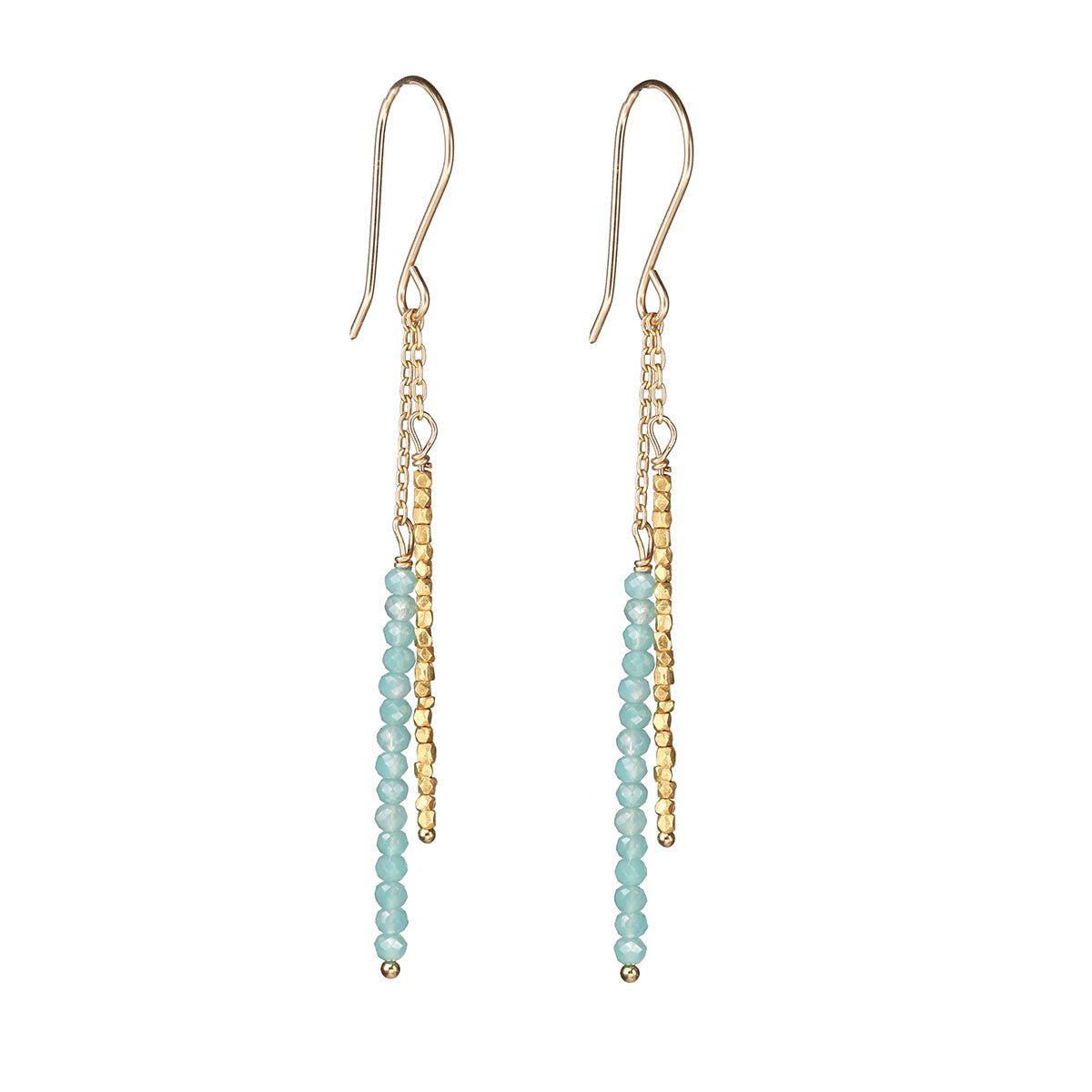 Amazonite and Gold Vermeil Stick Earrings - Peridot Fine Jewelry - Debbie Fisher