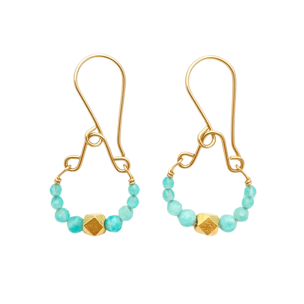 Amazonite Beaded Single Front - Facing Hoop Earrings - Peridot Fine Jewelry - Debbie Fisher