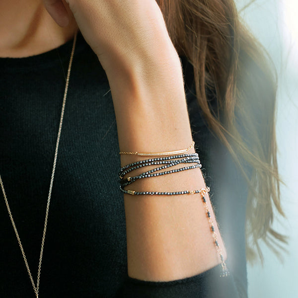 Hematite Beaded Wrap Bracelet
