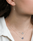 Asymmetrical Blue Sapphire Necklace with Diamond Chain Details - Peridot Fine Jewelry - Celine Daoust