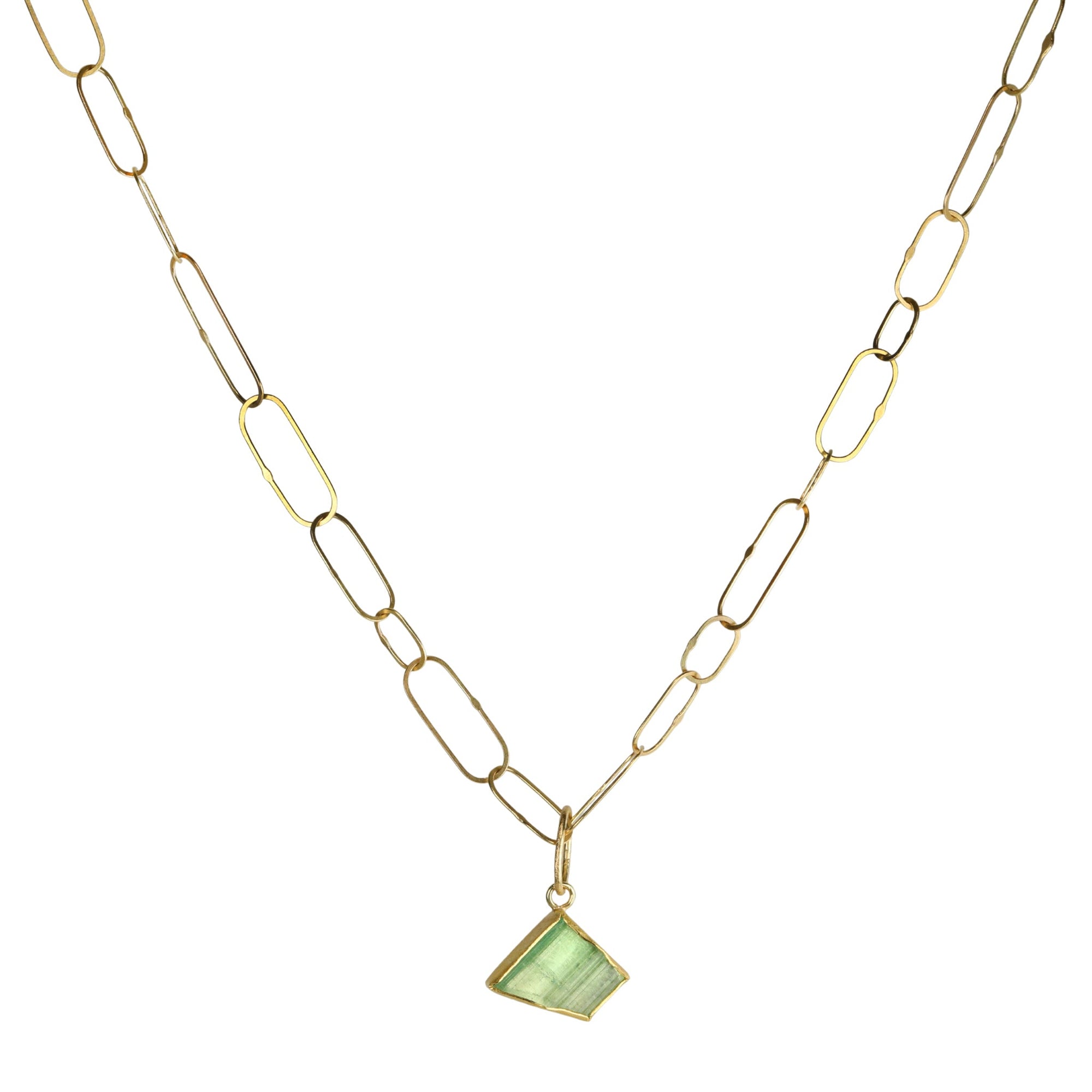 Asymmetrical Green Tourmaline "Crystal" Pendant - Peridot Fine Jewelry - Petra Class