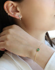 Bezel-Set Green Tourmaline Chain Bracelet - Peridot Fine Jewelry - Celine Daoust