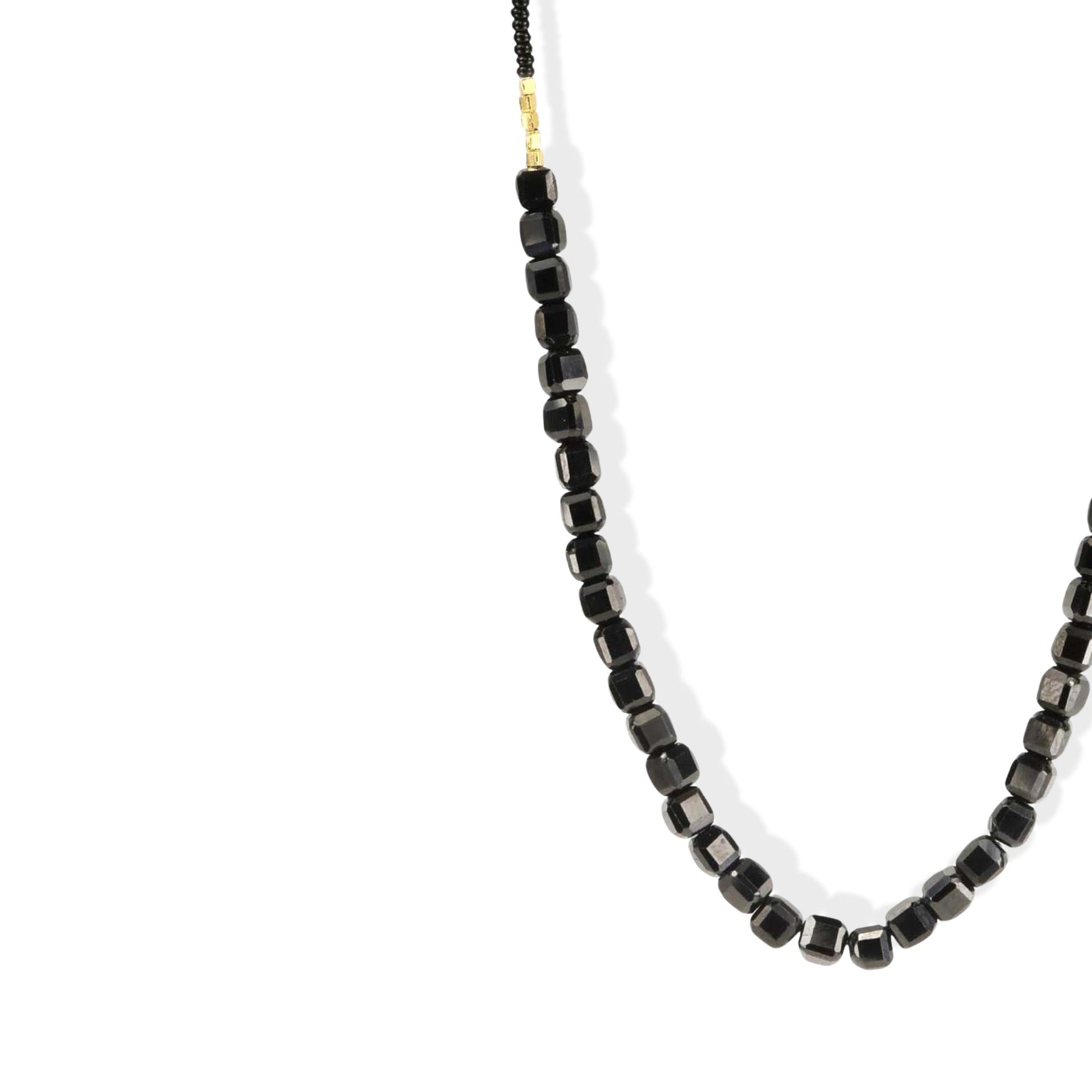 Debbie Fisher Black Seed Necklace with Gold Vermeil and Black Onyx