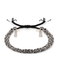 Black Silk and Silver Chain Woven Bracelet - Peridot Fine Jewelry - Marie Laure Chamorel