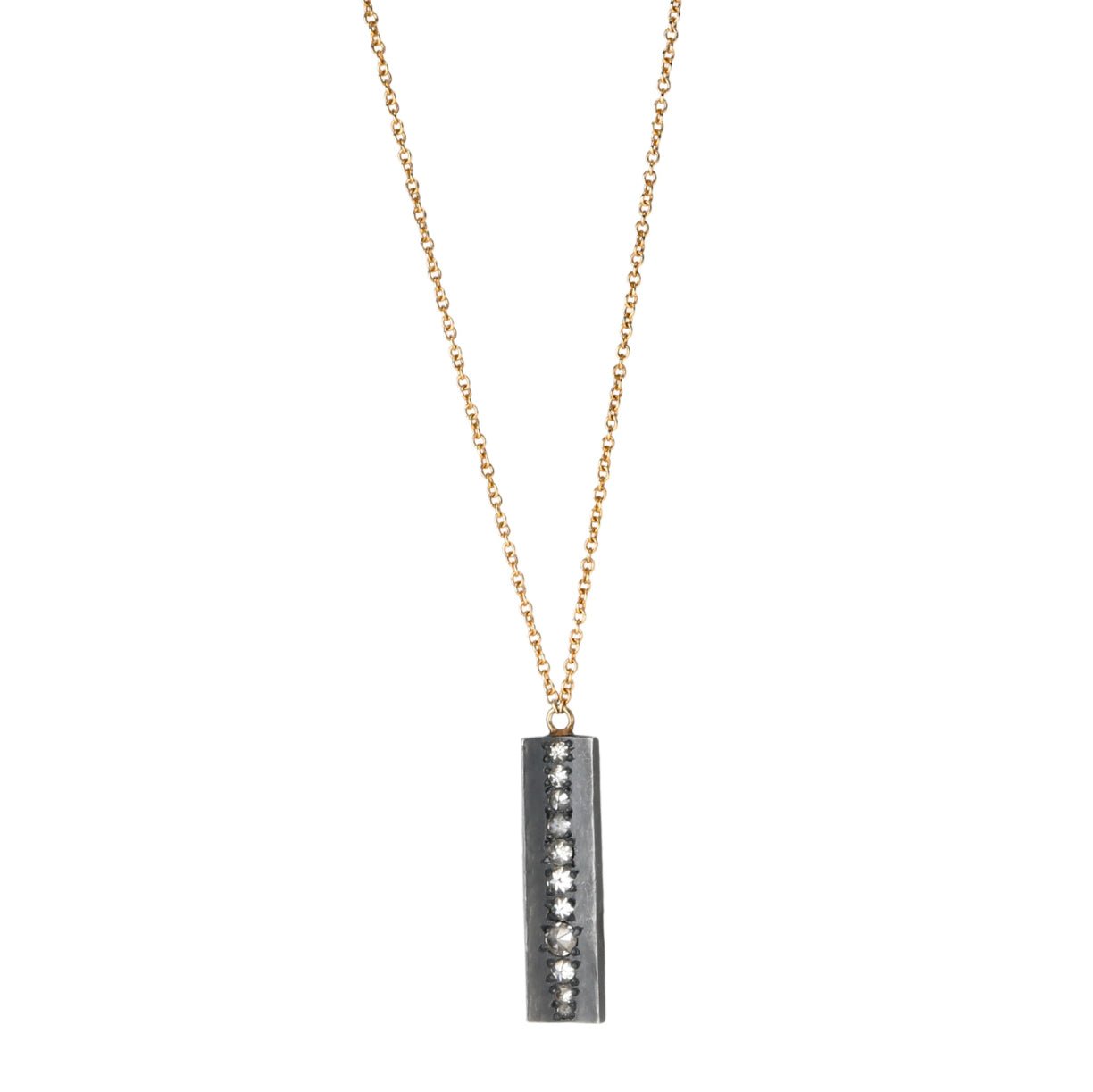 Blackened Rectangle Pendant Necklace with Inverted Diamonds - Peridot Fine Jewelry - TAP by Todd Pownell