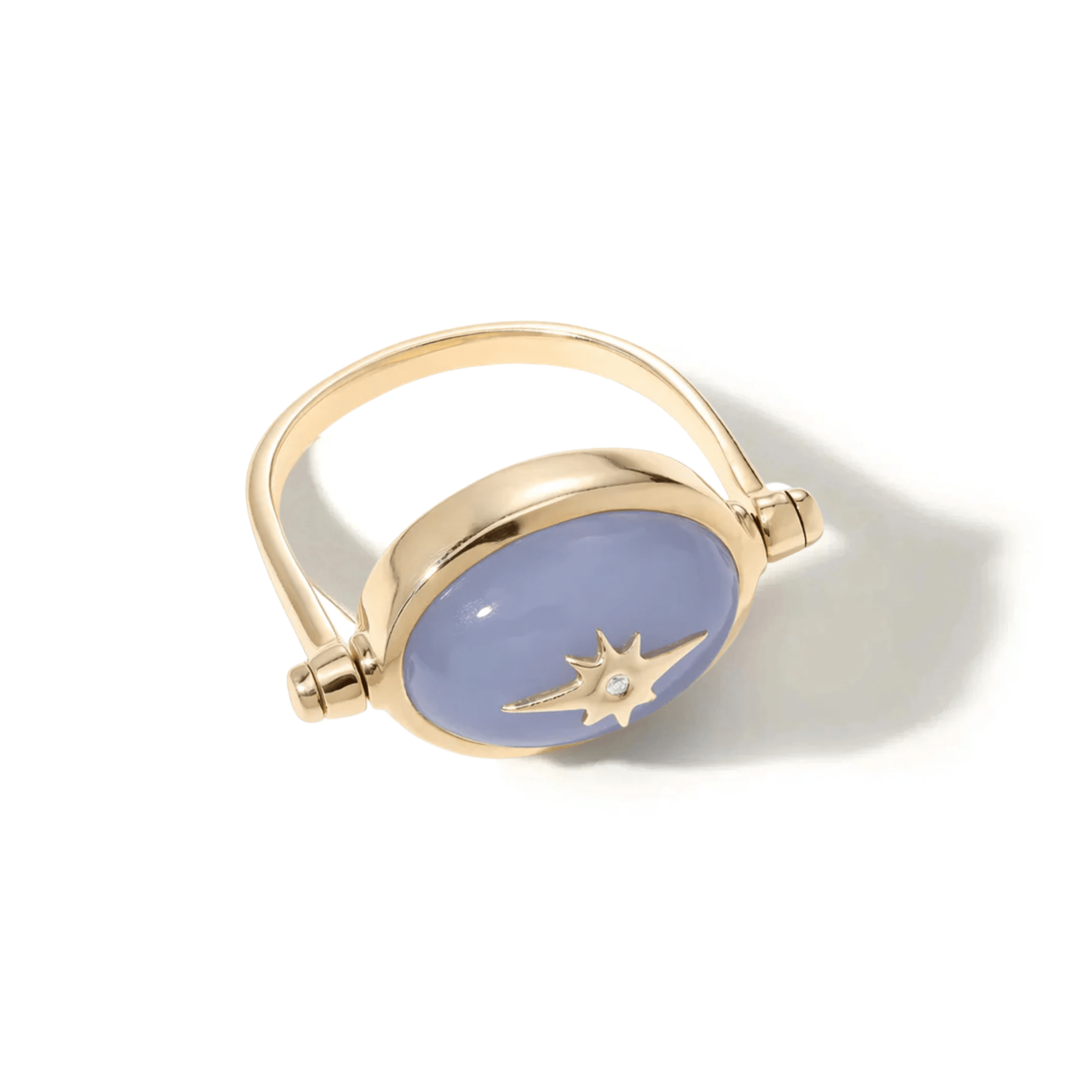 Blue Chalcedony Spinning Star Ring - Peridot Fine Jewelry - Zahava