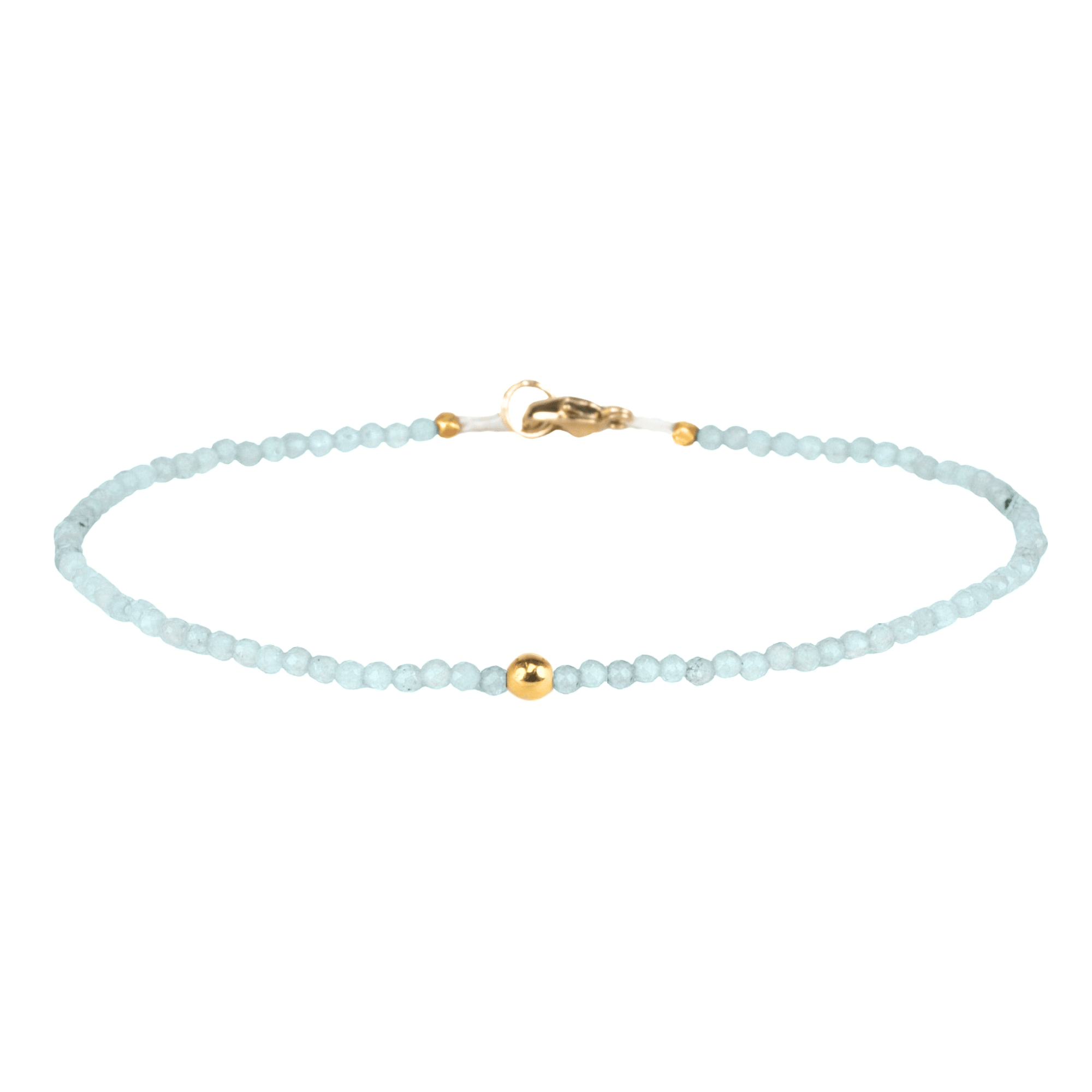 Blue Topaz Faceted Beaded Bracelet with 18K Carved Sphere Bead and Clasp - Peridot Fine Jewelry - Margaret Solow Jewelry
