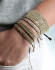 Brown Silk and Vermeil Chain Woven Bracelet - Peridot Fine Jewelry - Marie Laure Chamorel