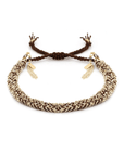 Brown Silk and Vermeil Chain Woven Bracelet - Peridot Fine Jewelry - Marie Laure Chamorel