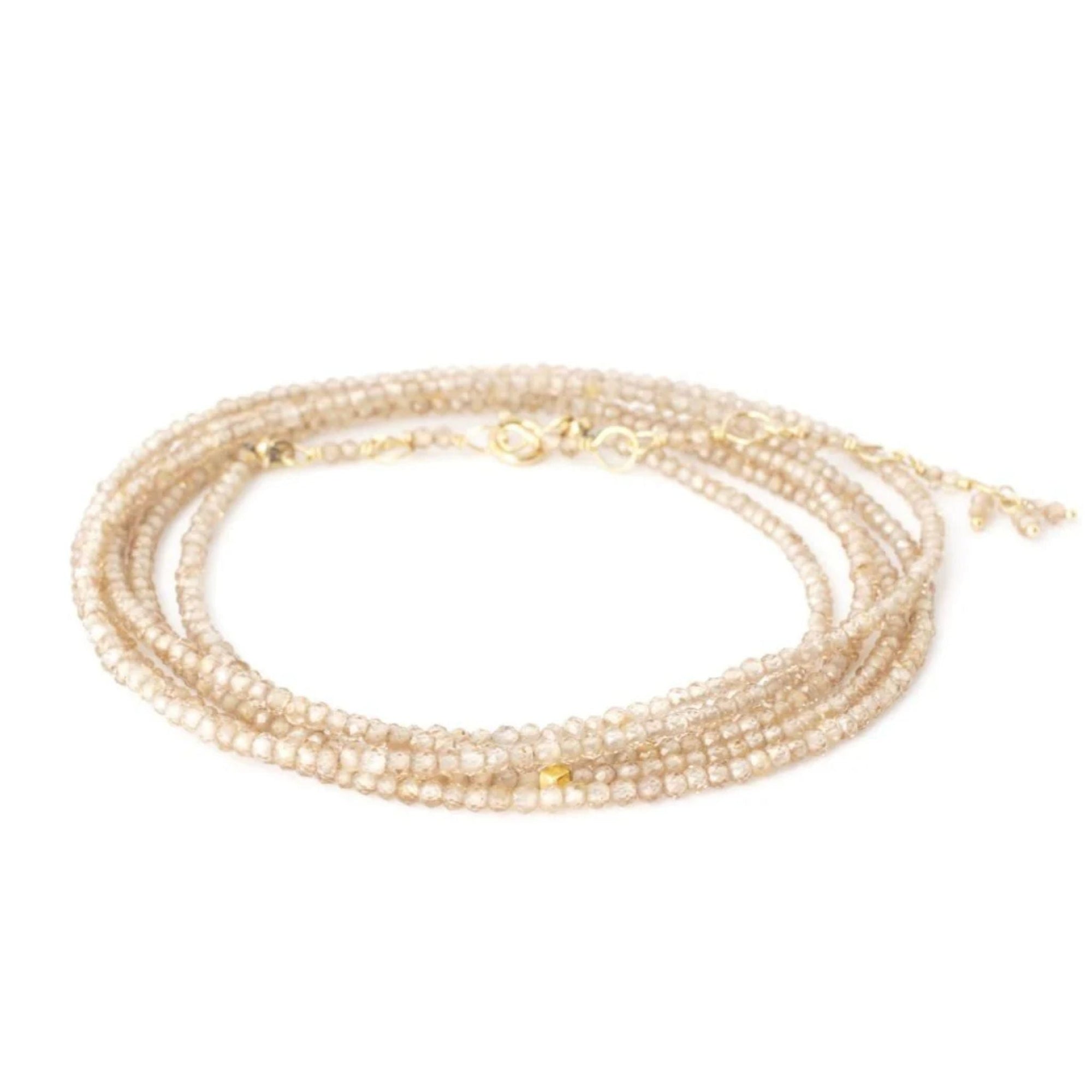 Brown Zircon Beaded Wrap Bracelet - Peridot Fine Jewelry - Anne Sportun