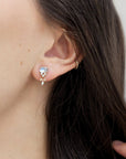 Cabochon Moonstone "Jellyfish" Earrings with Diamonds - Peridot Fine Jewelry - Celine Daoust