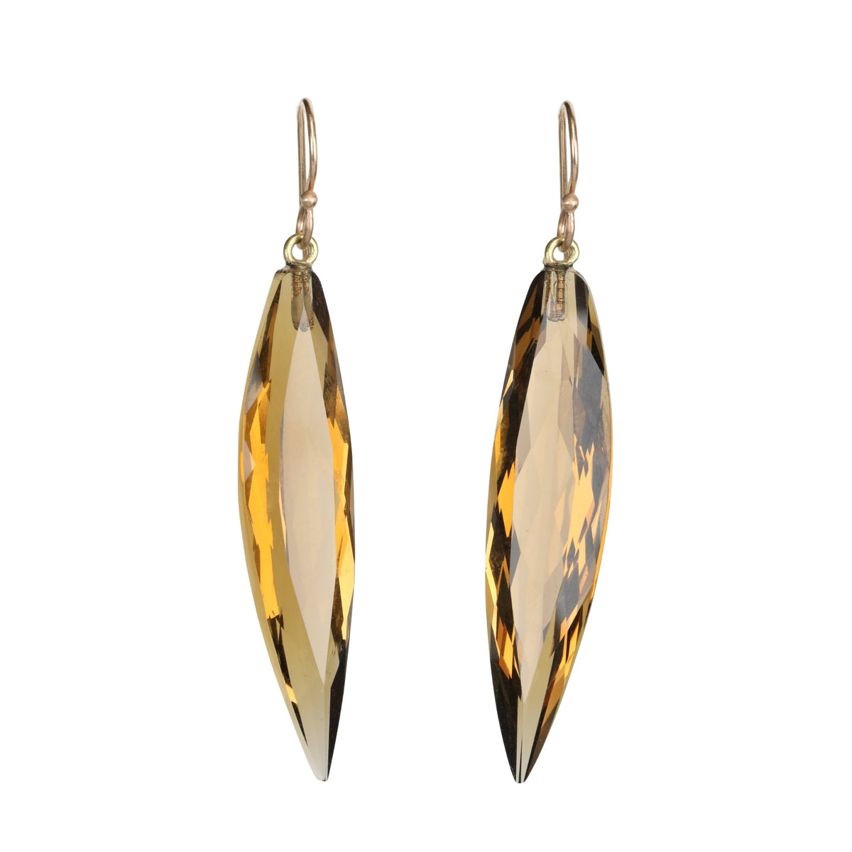 Cinnamon Quartz "Brancusi" Drop Earrings - Peridot Fine Jewelry - Rosanne Pugliese