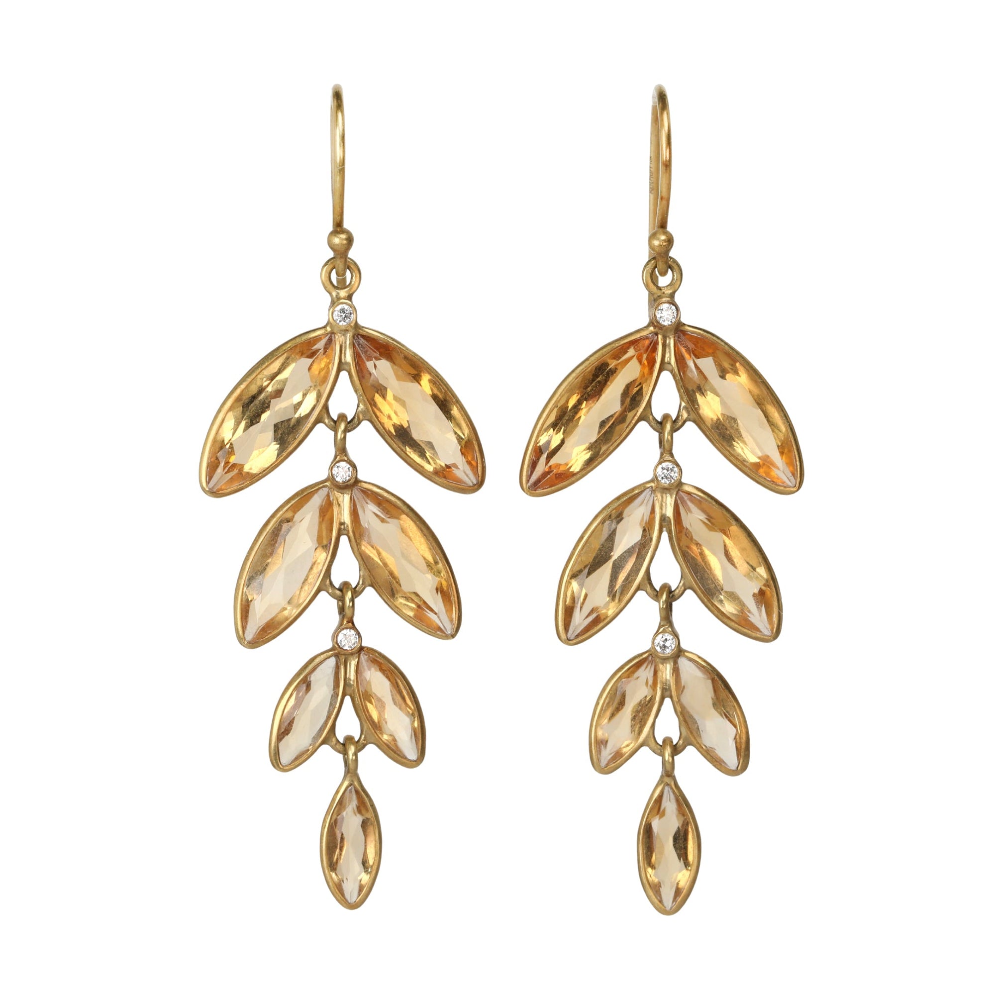 Citrine &quot;Anise&quot; Earrings with Diamond Details - Peridot Fine Jewelry - Kothari