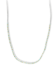 Clear and Larimar Seed Beaded Necklace with Gold Vermeil Accent Beads - Peridot Fine Jewelry - Debbie Fisher