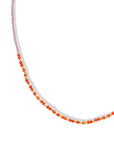Clear Pink Seed Bead Necklace with Carnelian & Gold Vermeil Beaded Center Station - Peridot Fine Jewelry - Debbie Fisher
