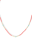 Coral Glass Bead Necklace with Gold Fill Bar Beads & Amazonite Beaded Center - Peridot Fine Jewelry - Debbie Fisher