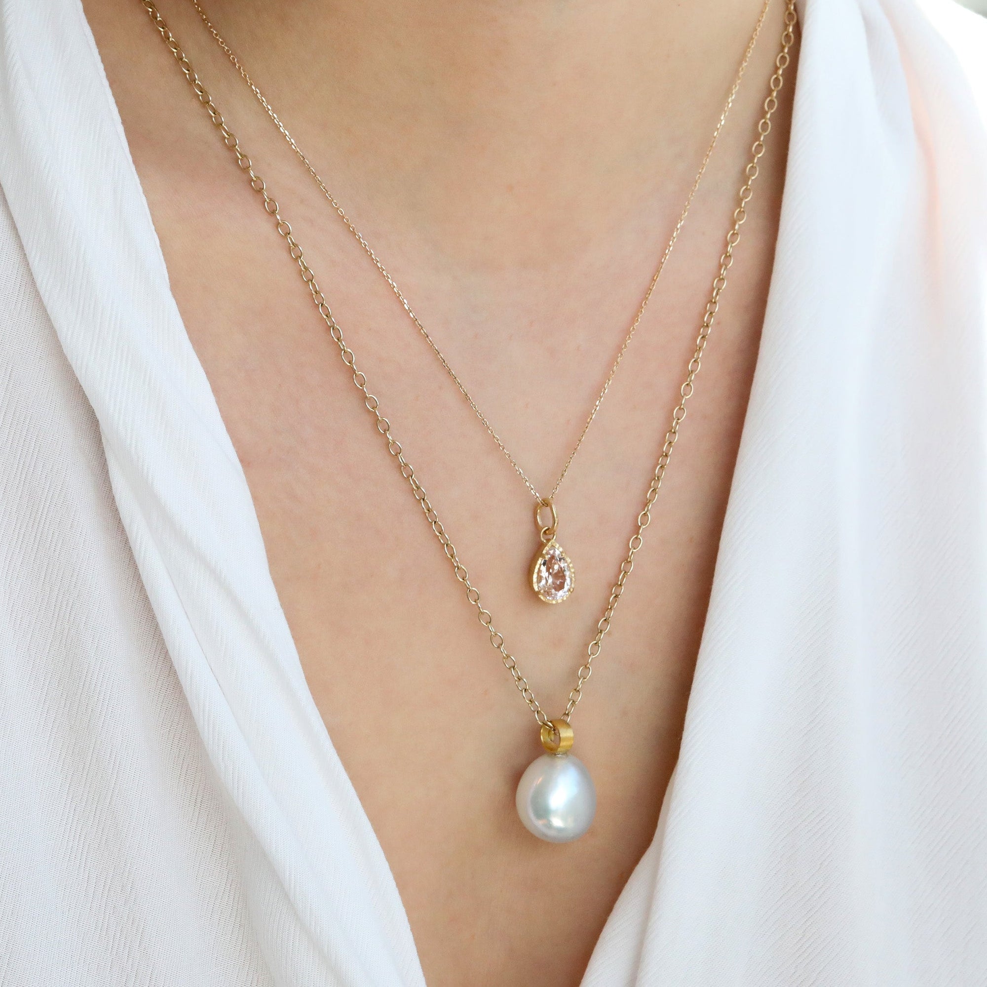 Cream Baroque Pearl Pendant - Peridot Fine Jewelry - Rosanne Pugliese