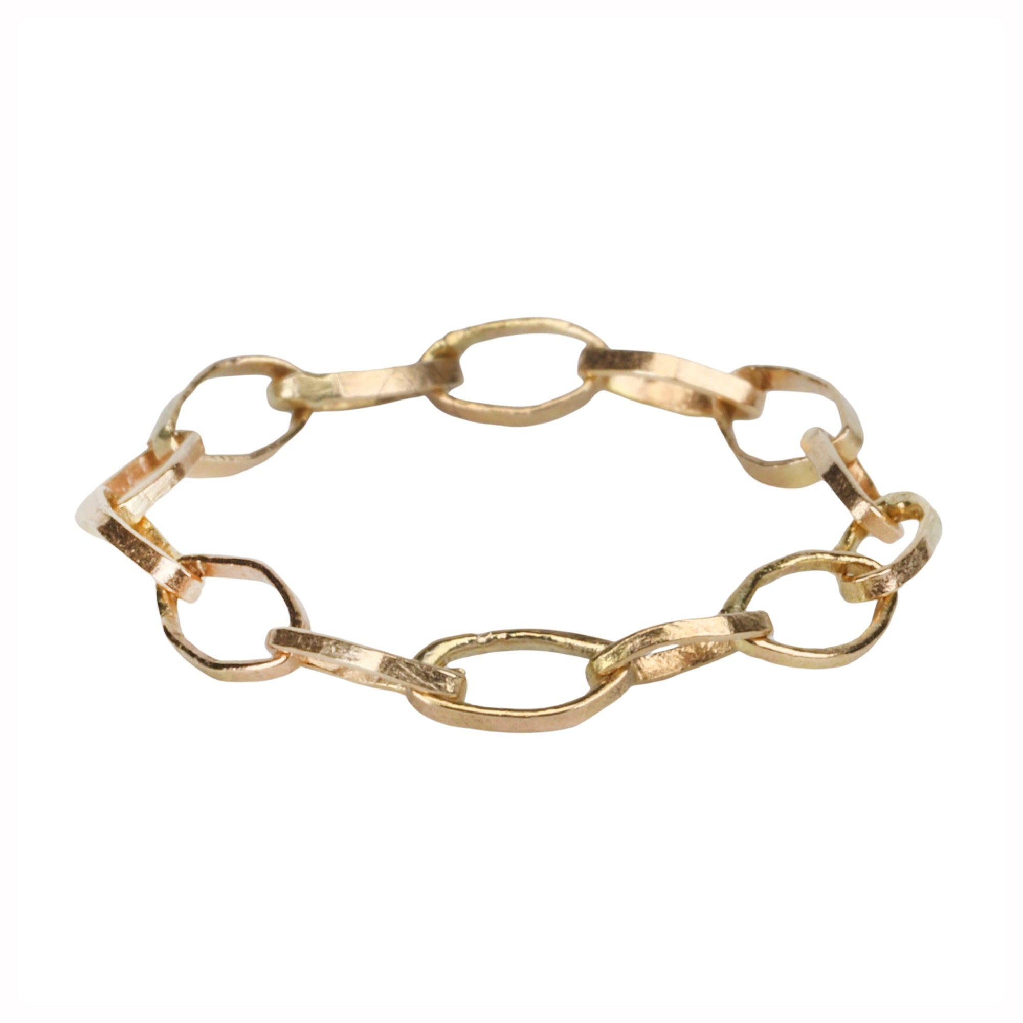&quot;Dorothy&quot; 14K Gold Handmade Flexible Link Chain Ring - Peridot Fine Jewelry - Sarah Macfadden