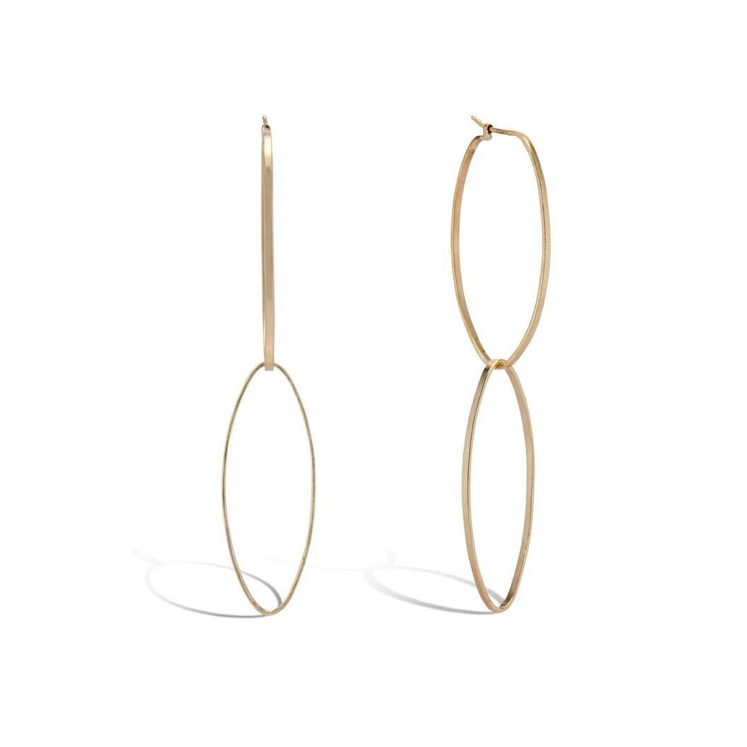 "Emerson" 14K Gold Double Oval Hoop Earrings - Peridot Fine Jewelry - Sarah Macfadden