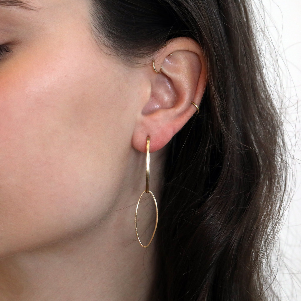 "Emerson" 14K Gold Double Oval Hoop Earrings - Peridot Fine Jewelry - Sarah Macfadden