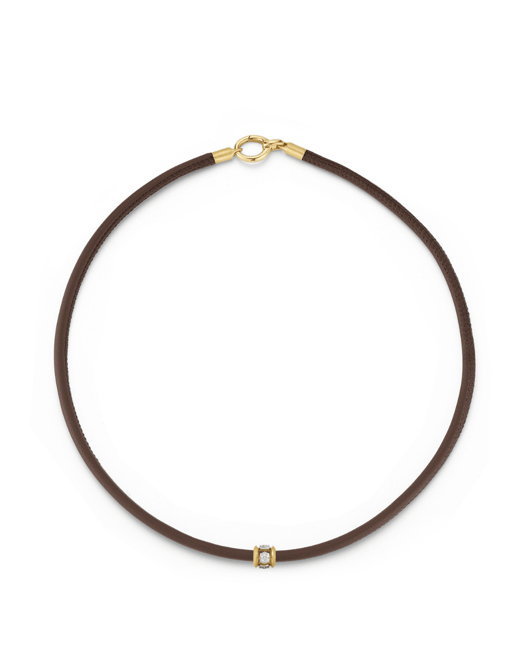 "Espresso" Brown Leather Cord with 18K Clasp &amp; Charm Connector - Peridot Fine Jewelry - Jade Trau
