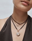 "Espresso" Brown Leather Cord with 18K Clasp & Charm Connector - Peridot Fine Jewelry - Jade Trau