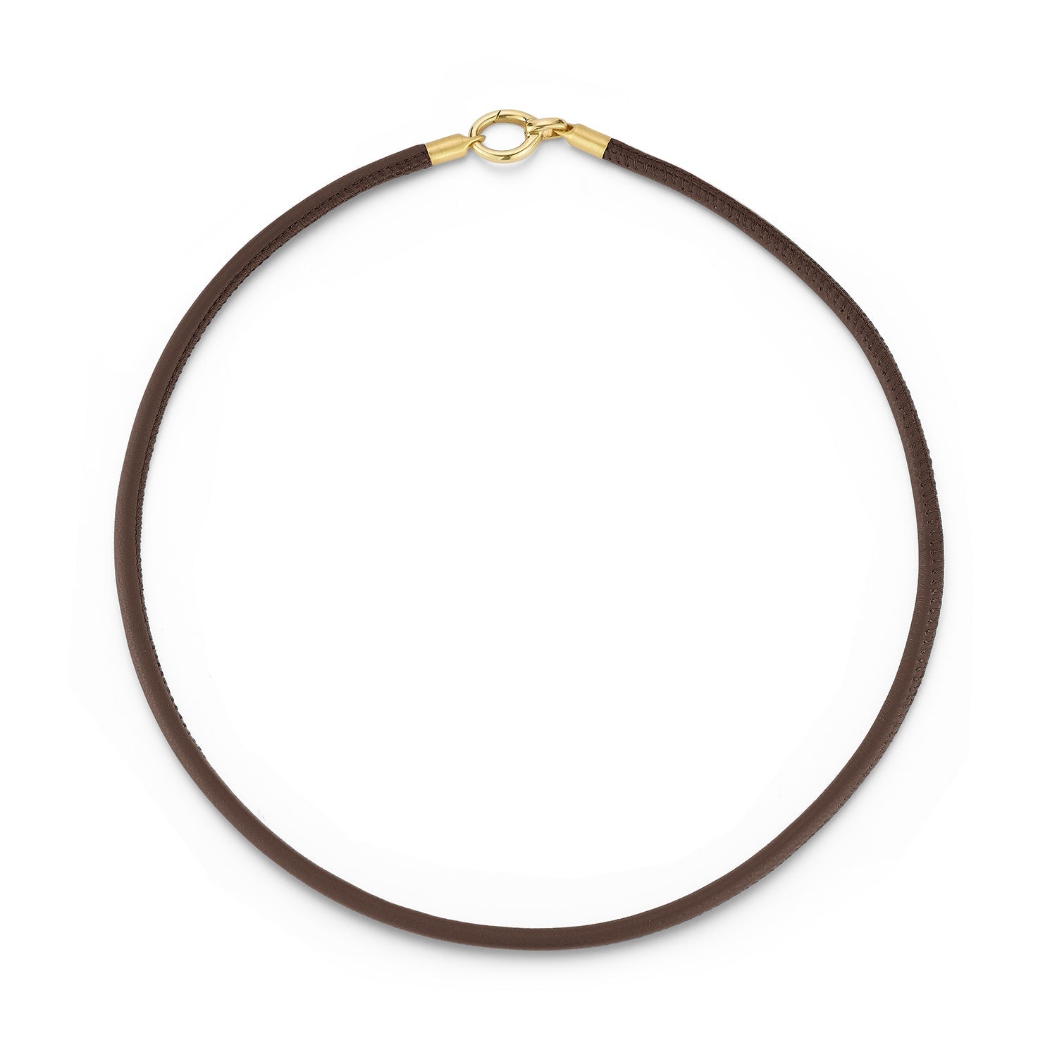 "Espresso" Brown Leather Cord with 18K Clasp &amp; Charm Connector - Peridot Fine Jewelry - Jade Trau