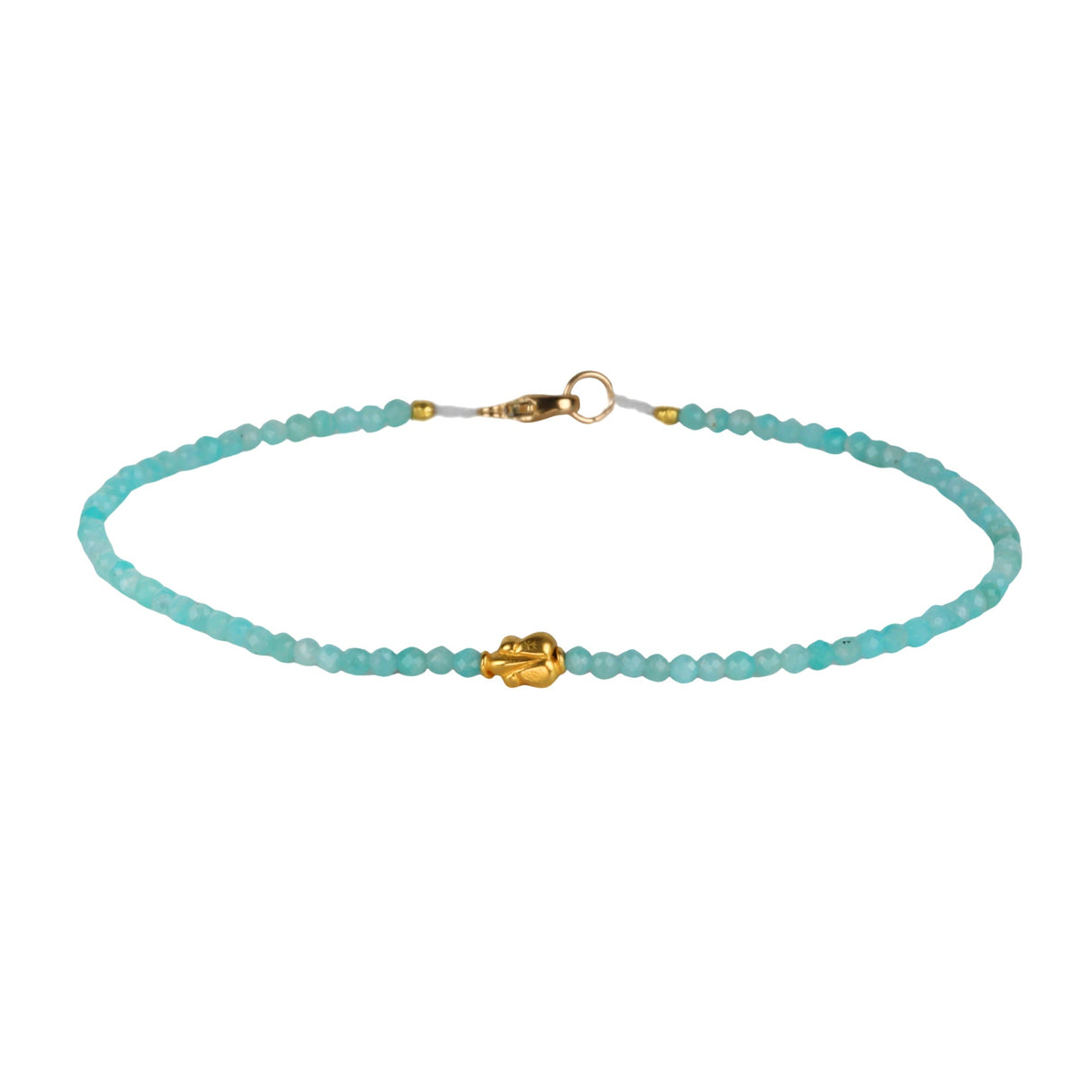 Faceted Amazonite Beaded Bracelet with 18K Butterfly Bead - Peridot Fine Jewelry - Margaret Solow Jewelry