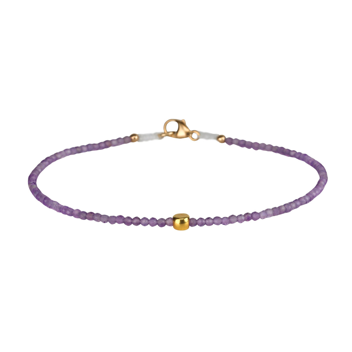Faceted Amethyst Beaded Bracelet with 18K Organic Bead &amp; Clasp - Peridot Fine Jewelry - Margaret Solow Jewelry
