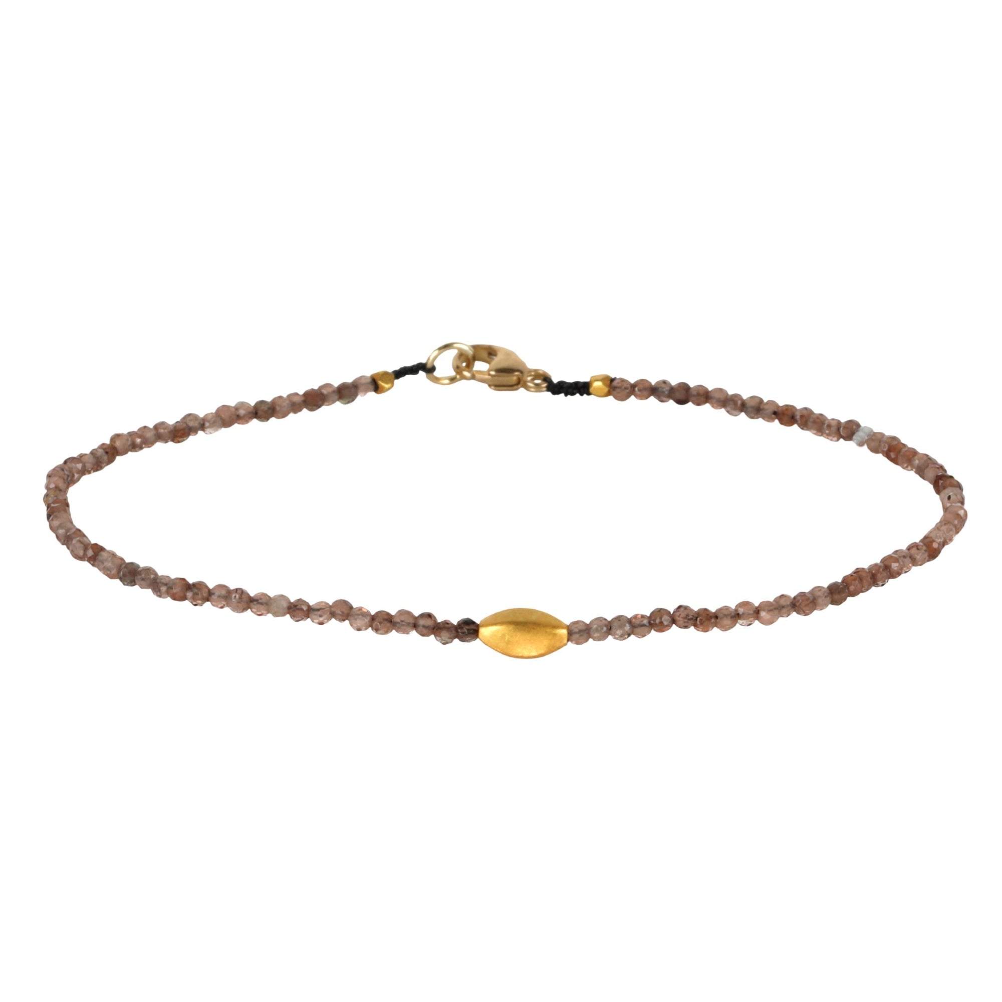 Faceted Andalusite Beaded Bracelet With 18K Marquise Bead - Peridot Fine Jewelry - Margaret Solow Jewelry