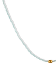 Faceted Aquamarine Beaded Necklace with Brushed 18K Rounded Oval Bead - Peridot Fine Jewelry - Margaret Solow Jewelry