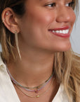 Faceted Aquamarine Beaded Necklace with Brushed 18K Rounded Oval Bead - Peridot Fine Jewelry - Margaret Solow Jewelry