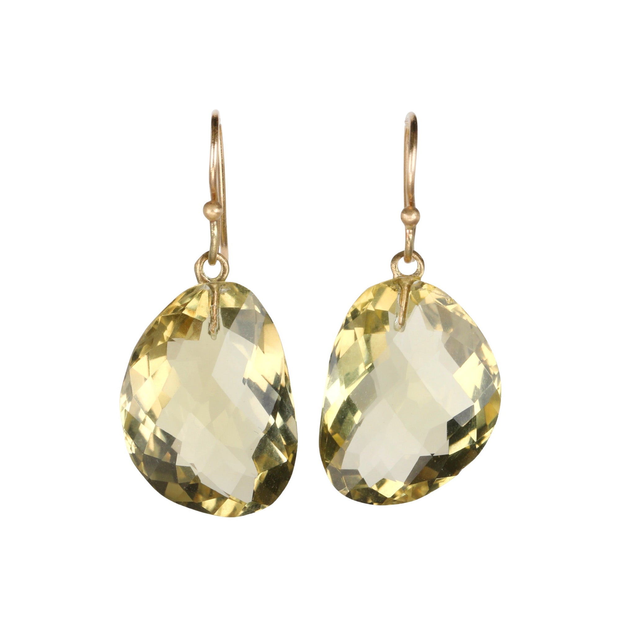 Faceted Asymmetrical Citrine "Tumbled" Drop Earrings - Peridot Fine Jewelry - Rosanne Pugliese