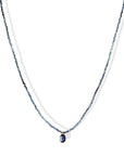 Faceted Blue Sapphire Beaded Necklace with 18K Bezel-Set Rosecut Blue Sapphire Charm - Peridot Fine Jewelry - Margaret Solow Jewelry