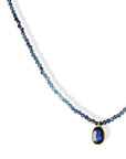 Faceted Blue Sapphire Beaded Necklace with 18K Bezel-Set Rosecut Blue Sapphire Charm - Peridot Fine Jewelry - Margaret Solow Jewelry