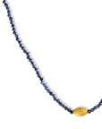 Faceted Blue Sapphire Beaded Necklace With 18K Carved Marquise Bead - Peridot Fine Jewelry - Margaret Solow Jewelry