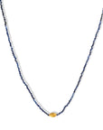 Faceted Blue Sapphire Beaded Necklace With 18K Carved Marquise Bead - Peridot Fine Jewelry - Margaret Solow Jewelry