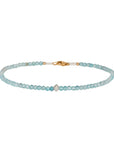 Faceted Blue Zircon Beaded Bracelet with Center Grey Diamond Bead - Peridot Fine Jewelry - Margaret Solow Jewelry