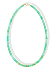 Faceted Chrysoprase Beaded Necklace With Three 14K Beads & Clasp - Peridot Fine Jewelry - Zahava