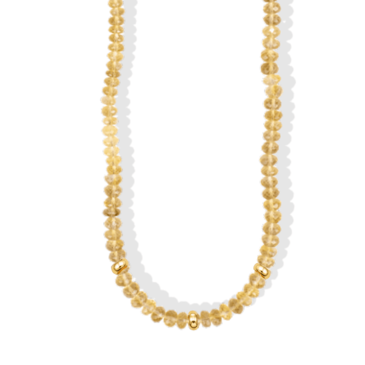 Faceted Citrine Beaded Necklace with Three 14K Centered Rondelle Beads &amp; Spring Clasp - Peridot Fine Jewelry - Zahava