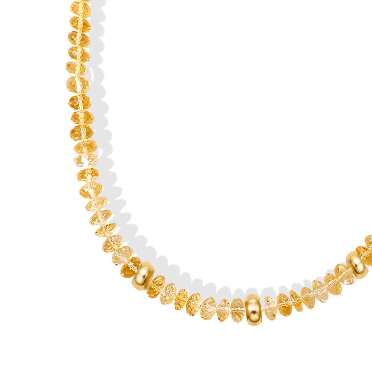 Faceted Citrine Beaded Necklace with Three 14K Centered Rondelle Beads &amp; Spring Clasp - Peridot Fine Jewelry - Zahava